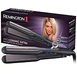Remington Plancha de Pelo Ancha Pro-Ceramic Extra, S5525 | Para cabello grueso, rizado y largo, placas flotantes de 110mm x 45mm, pantalla digital, 150-230 °C, funda incluida