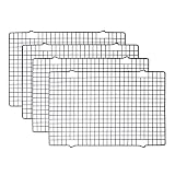 Tebery Paquete de 4 estantes de refrigeración para hornear, estante de alambre de acero al carbono para asar, cocinar y secar pasteles, pizzas, carne, apto para lavavajillas, 40,5 x 25,5 x 2 cm