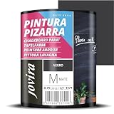 JOVIRA PINTURAS Pintura Pizarra al agua - Negro 0,75 ML - Para pintar, dibujar y escribir con tiza sobre paredes. (750 Mililitros, Negro) B-28