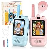 CloudValley Walkie-Talkies con Video para Niños, Paquete de 2, Recargables, Cámara Dual, Emparejamiento Uno a Uno, Alcance 580 M, Ideal para Familia y Niños/Niñas de 3 a 12 Años (Azul/Rosa)