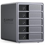 ORICO Caja de Aluminio para 5 Discos Duros de 3,5 Pulgadas hasta 5X 22TB, Fuente de Alimentación de 150W Integrada, con Ventilador, Compatible con MacOS y Windows (9858U3)