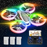 Mini Drone para Niños con Camara 1080P, Drone Quadcopter con Luces de Colores y 3 Baterías, Automático, Modo sin Cabeza, 3D Flip, Dron Juguete Regalo para Niños y Principiantes