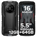 DOOGEERugged Fire3 Teléfono Movil irrompible Android 16,5.5' IPS HD+,8350mAh,12GB+64GB/2TB TF movil resistente,13MP+8MP,Octa Core,NFC/Face ID/GPS/OTG/3,5mm/Widevine L1/IP68&IP69/4G Dual SIM Smartphone