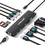 Lemorele Docking Station USB-C 3*Display-13 en 1,Hub USB C 2 HDMI 4K+VGA | 4x USB 3.2/2.0, Gigabit Ethernet, USB-C 3.2 10 Gbit/s, 100 W PD, SD/TF, Audio,kompatibel mit Windows/MacBook