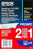Epson Premium Glossy - Papel Fotográfico, 10 x 15 cm, 2 x 40 hojas, 255 g - Glacé, Blanco