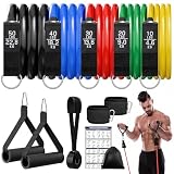 Fokky Gomas Elasticas Musculacion 150LBS, 5 Niveles de Bandas Elasticas | Bandas elasticas musculación para pilates, yoga, cinta elastica ejercicios con anclaje de puerta, manija, correa para tobillo