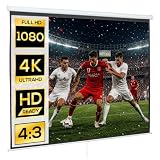 HOMCOM Pantalla de Proyector Manual 120 Pulgadas 4:3/16:9 244x183cm Blanco | Pantalla de Proyección, Interior Exterior, Eventos Deportivos, Cine en Casa, Oficina, Patio