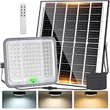 Aigostar - Foco proyector LED con gran panel solar,200W,2000lm,Cable de 5m,15000mAH,Batería de gran capacidad.regulable 3000/4000/6500K.Uso interior/exterior IP65:Porches,Jardín,Patio,Camino,Piscina
