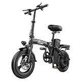 LOOKRUN Bicicleta eléctrica Plegable G11, batería 48 V 13 Ah, neumático 14'*2.1', Velocidad 25 km/h y autonomía 45-80 km, IP65 Impermeable
