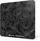 MAMBASNAKE x ATTACK SHARK CM05 Contour Glass Hard Gaming Mousepad,Nano-Micro-Etched Texture,Smooth Glass Surface,High Accuracy,Fast-Moving,Anti-Scratch, PU Leather Non-Slip Base, Large Size(450×400mm)