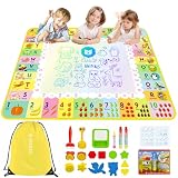 Alfombra para Pintar con Agua, Pizarra Mágica Reutilizable 120x90 cm – Juguete Educativo de Aprendizaje Temprano para Niños de 2 a 6 Años, Regalo sin Tinta ni Mancha con 4 Bolígrafos y Libro de Dibujo