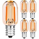 Bombilla LED E14 1W, Equivalente a 10W, T22 candelabro de Filamentos Bombillas (amarillo brillante),Vintage Bombilla de Luz Nocturna,Ultra Blanca Calida 2200K, 100LM, No Regulable, Paquete de 5