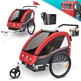 KESSER® Remolque para niños, Remolque para Bicicletas Sport-RX, 2 en 1, función Jogger, Remolque para Bicicletas para niños + cinturón de Seguridad de 5 Puntos, Rueda Delantera 360°
