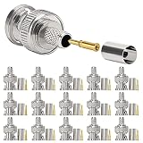 KUOQIY 15 Piezas Conector BNC Macho de Crimpado para Cable Coaxial RG59, RG8, BNC Macho Adaptador Recto Engarzado, para Conexión de Cámara CCTV, Incluye Conector, Pin, Férula