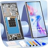 Pantalla OLED para Samsung S24 Ultra 5G LCD Pantalla para Galaxy S24 Ultra SM-S928U SM-S928W Pantalla Táctil Digitalizador Asamblea Reparación Kit (Negro con Marco, Soporte Huellas Digitales, Versión