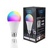 Bombilla LED Inteligente WiFi Luz Alexa Regulable 16M Colores Blanco Calido Frio, E27 E26 9W equivalente 60W 800lm, Compatible Echo Google Home Bombilla Luces Lampara Ampolla RGB color claro