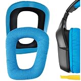 Geekria Almohadillas de Repuesto de Tela Tipo Malla para Logitech G930, G430, G432, G332, G35, F450, Cojines para los oídos, Piezas de reparación con guía en Video (Azul)