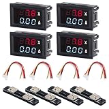 4 unidades LED Digital Voltímetro Amperímetro, DC 0-100V 50A voltios Amperios Medidor con derivación Rojo y Azul Detector Voltaje Amperios Medidor de Corriente Panel Multímetro Indicador de Voltaje