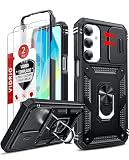 LeYi Armor Funda para Samsung Galaxy A16 5G con 2 Cristal Templado, Negro