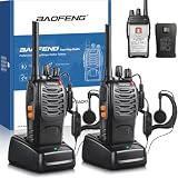 Baofeng Walkie Talkie Profesional PMR Radiocomunicación USB Recargable 16 Canales de Larga Distancia Portátil Walkie Talkies con Auriculares y Luz LED (Negro, 1 Pare)
