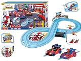 Carrera First Spidey - It's Spidey Time Slot Car Race Track - Incluye 2 coches: Spidey y Spin - Juego de carreras de juguete para principiantes a pilas para niños a partir de 3 años
