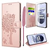 Funda para Xiaomi Redmi Note 17 4G/5G, Rosa | Cristal Templado Protector de Pantalla, PU Cuero Magnético Libro Flip, 3 Ranura Tarjeta,Función Soporte Carcasa Antiarañazos