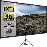 VEVOR Pantalla para Proyector 80' 16:9 4K HD Pantalla de Proyector con Trípode Altura Ajustable 200-250 cm Portátil 178 x 100 cm para Cine en Casa Presentación