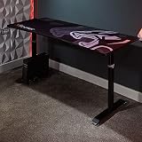 X-Rocker Cougar XL 160 x 60 cm, Escritorio de pie para juegos - Escritorio grande para monitor dual, de sentado a de pie, altura ajustable, marco de metal resistente para adultos y niños - Negro y