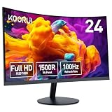 KOORUI 23,6' Monitor Curvo 100Hz Pantalla Full HD 3000:1 Eye Ease 24N5CA | 1920 x 1080, Curvatura 1500R, 3ms, HDMI 1.4, VGA, Ajustables, Antirreflejo, Inclinación, Negro