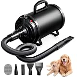Blanlody Secador de Pelo para Perros Blower Muy silencioso 4,5 CV / 3200 W | Motor de Velocidad Ajustable, para el Cuidado de Perros con 4 Boquillas Diferentes Manguera Elástica y Cepillo de Cuidado