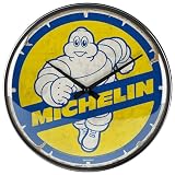 Nostalgic-Art Reloj de Pared Retro, Ø 31 cm, Michelin – Bibendum 80s – Idea de Regalo para Amantes del Motor, Gran decoración para la Cocina, diseño Vintage