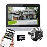 iTenen A1 Mirilla Digital Puerta WiFi Con tarjeta 32 GB+Audio Bidireccional | PIR Detección de Movimiento,Pantalla Color de 4.3' con Batería 5000 mAh,Angular 140°,Visión Nocturna,2.4Ghz WiFi