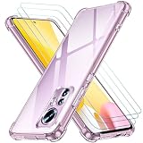 ivoler Funda para Xiaomi 12 Lite 5G con 3 Piezas Cristal Templado, Carcasa Protectora Antigolpes Transparente, Suave TPU Silicona Caso Delgada Anti-Choques Case