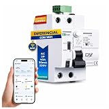 DANTIVO Diferencial WiFi Rearmable 40A 30mA Tipo AC 2P No Autorrearmable | Diferencial WiFi 40A 30mA tipo AC 2P con control desde la app. NO AUTORREARMABLE: tras un disparo hay que rearmarlo.