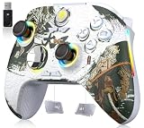 EasySMX X15 Mando PC Inalambrico con 7 Colores de Luz, 2 Modos de Luz - Hall Joystick - Hall Trigger - 1000 mAh Batería Recargable- Turbo- para PC/Switch/Móvil/Tableta - Wukong