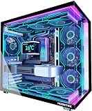 MUSETEX Y6 Caja PC, con 7 Ventiladores PWM ARGB de Espejo Infinito Preinstalados, Caja de Computadora ATX de Torre Mediana, Caja PC Gaming con Tipo-C, Cristal Templado de Vista Completa de 270°, Negro