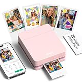 Nelko PP01 Impresora Fotos Movil, Mini Impresora Fotos Portátil, Rosa | Equipado con 20 hojas de papel fotográfico, Impresión en color, adecuadas para el registro de viajes