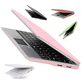 Bigmachine 7 Inch Mini computadora portátil PC Netbook para niños Android 12 Quad Core 32GB WiFi Cámara incorporada Youtube Reproductor de Flash (Rosado)
