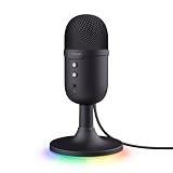 GXTrust Yami Micrófono PC USB para Streaming Podcast Twitch, Negro | Micrófono de Condensador Cardioide, Micro con Iluminación LED RGB para Discord ASMR Youtube PlayStation 5 Juegos
