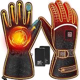 Guantes Calefactables, Guantes Calefactables para Hombre Mujer con Baterías de 4000mAh, 3 Temperaturas Guantes Eléctricos Calefactables, Guantes Cálidos de Invierno para Motocicleta - L