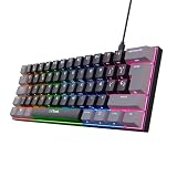 GXTrust Acira Teclado Mecánico 60% Español QWERTY, Negro/Gris | Teclas de Doble Función, Iluminación RGB, Mini Teclado Gaming Compacto Programmable con Cable USB PC Portátil