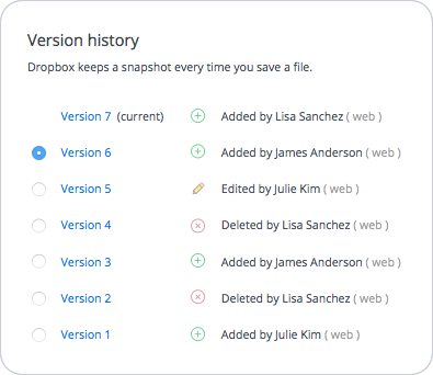 File version history and recovery