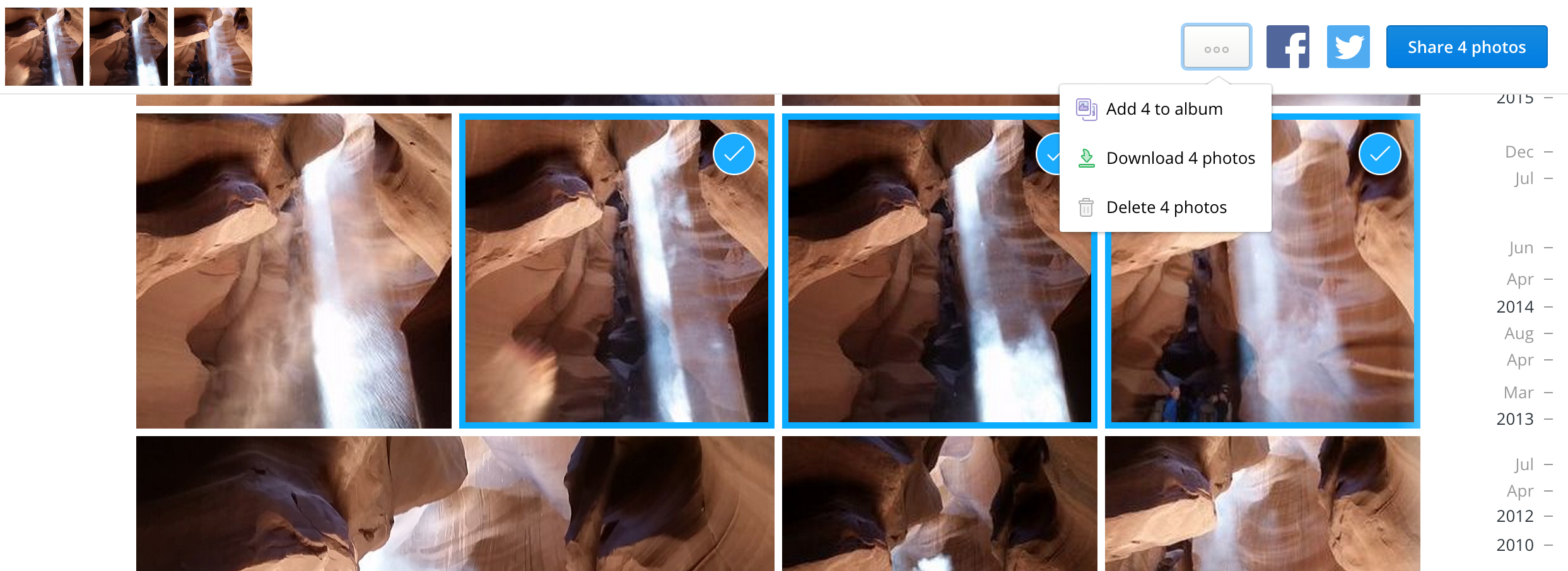 Create an album from the Photos page