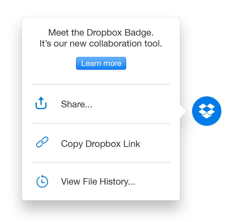 Select Copy Dropbox link to share