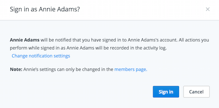Verify you want to sign in as user