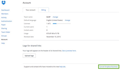 Cancel a Dropbox Business trial.